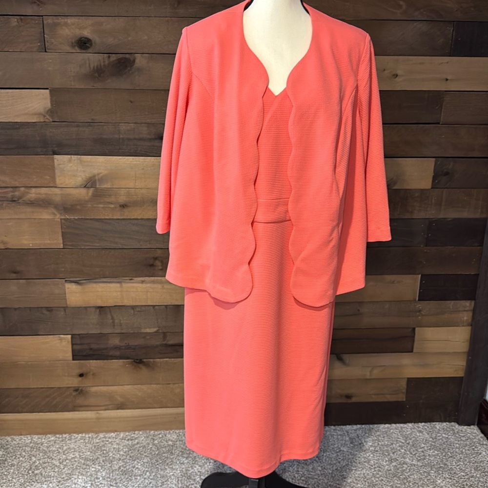 NWT Studio One Women's Two Piece Salmon/Coral Color Dress with Jacket Size 20W